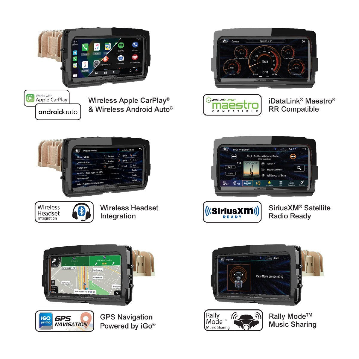 SOUNDSTREAM RESERVE PLUG-N-PLAY 2014+ HARLEY DAVIDSON V2 RECEIVER WITH WIRELESS CARPLAY & ANDROID AUTO MAESTRO COMPATIBLE (HDHU.14V2)